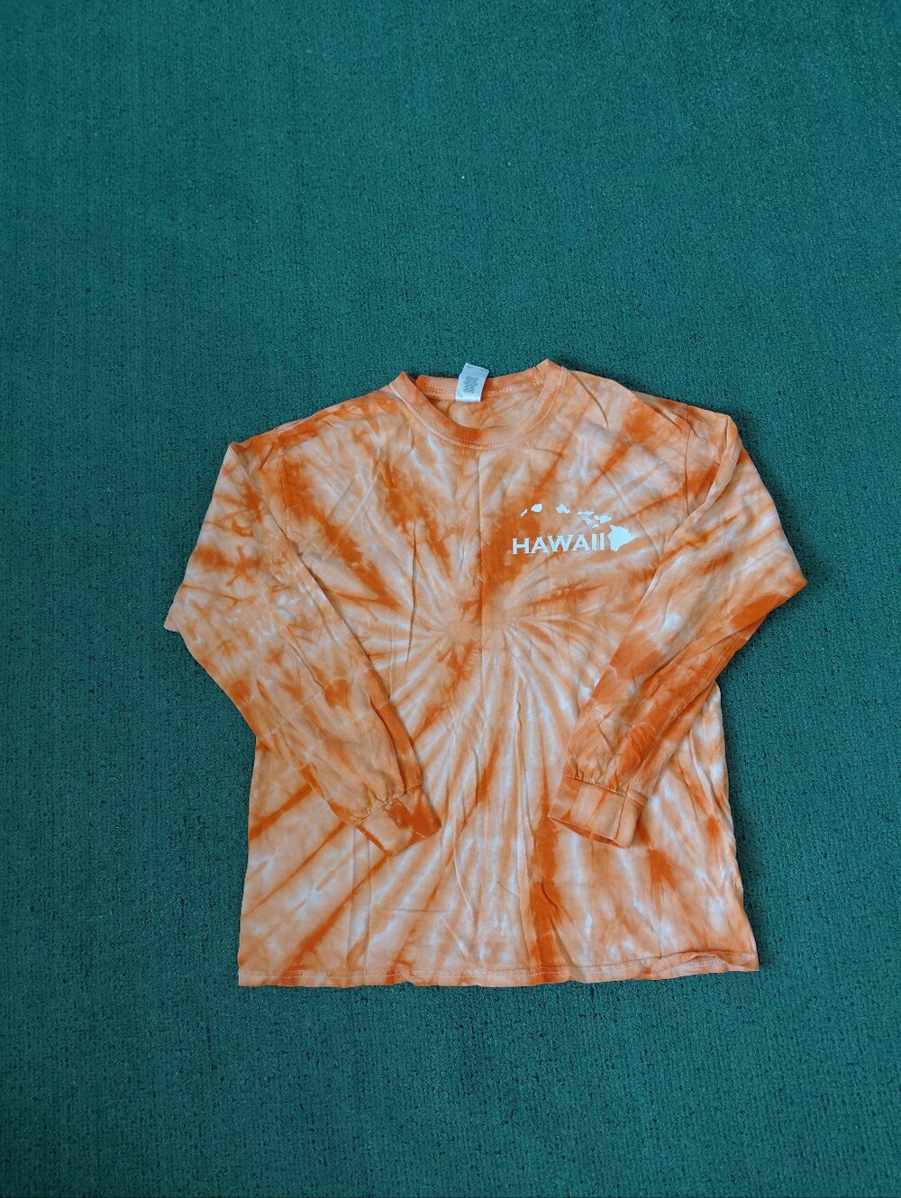 Hawaii Island Orange Tie Dye Colorful Long Sleeve Shirt Sz Medium
